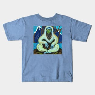 Meditating Yeti of the Himalayas styled after Gauguin Kids T-Shirt